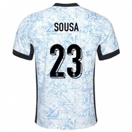 Kandiny Kinder Portugal Afonso Sousa #23 Cremeblau Auswärtstrikot Trikot 24-26 T-Shirt