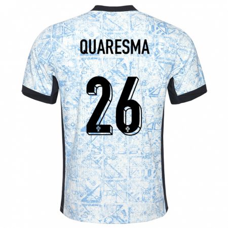 Kandiny Kinder Portugal Eduardo Quaresma #26 Cremeblau Auswärtstrikot Trikot 24-26 T-Shirt