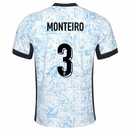 Kandiny Kinder Portugal Diogo Monteiro #3 Cremeblau Auswärtstrikot Trikot 24-26 T-Shirt