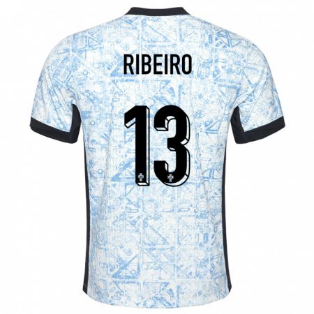 Kandiny Kinder Portugal Antonio Ribeiro #13 Cremeblau Auswärtstrikot Trikot 24-26 T-Shirt