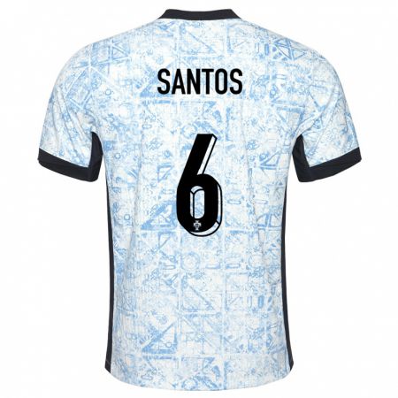 Kandiny Kinder Portugal Vasco Santos #6 Cremeblau Auswärtstrikot Trikot 24-26 T-Shirt