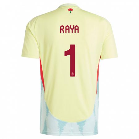 Kandiny Kinder Spanien David Raya #1 Gelb Auswärtstrikot Trikot 24-26 T-Shirt