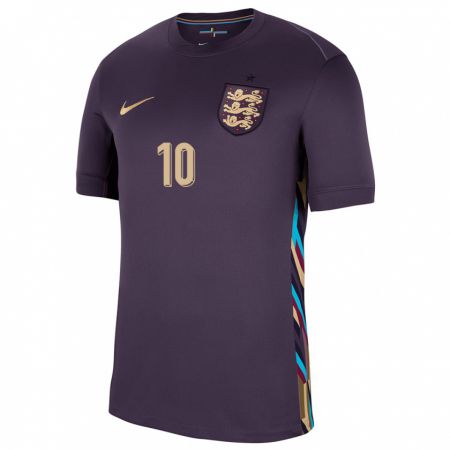 Kandiny Kinder England Raheem Sterling #10 Dunkle Rosine Auswärtstrikot Trikot 24-26 T-Shirt