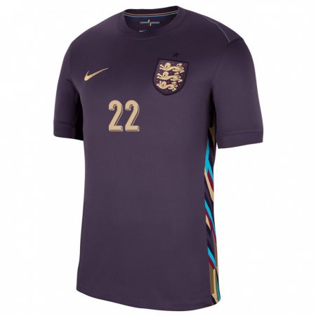 Kandiny Kinder England Tammy Abraham #22 Dunkle Rosine Auswärtstrikot Trikot 24-26 T-Shirt