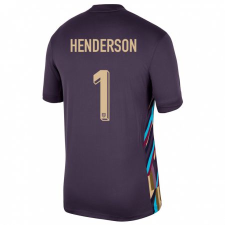 Kandiny Kinder England Dean Henderson #1 Dunkle Rosine Auswärtstrikot Trikot 24-26 T-Shirt