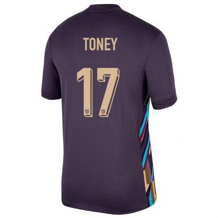 Kandiny Kinder England Ivan Toney #17 Dunkle Rosine Auswärtstrikot Trikot 24-26 T-Shirt