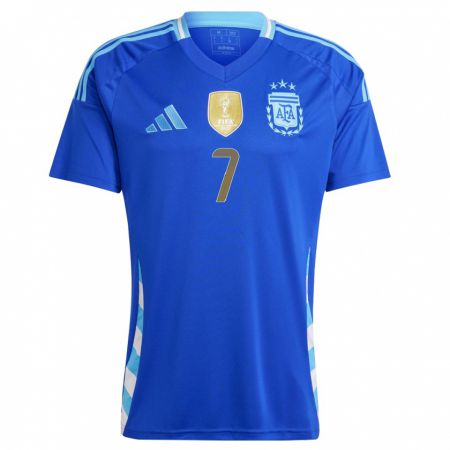 Kandiny Kinder Argentinien Rodrigo De Paul #7 Blau Auswärtstrikot Trikot 24-26 T-Shirt