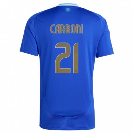 Kandiny Kinder Argentinien Valentin Carboni #21 Blau Auswärtstrikot Trikot 24-26 T-Shirt