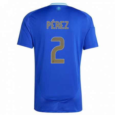 Kandiny Kinder Argentinien Nehuen Perez #2 Blau Auswärtstrikot Trikot 24-26 T-Shirt