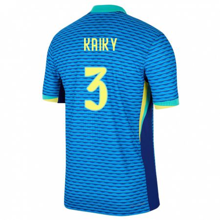 Kandiny Kinder Brasilien Kaiky #3 Blau Auswärtstrikot Trikot 24-26 T-Shirt