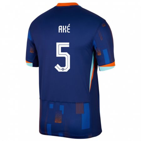 Kandiny Kinder Niederlande Nathan Ake #5 Blau Auswärtstrikot Trikot 24-26 T-Shirt