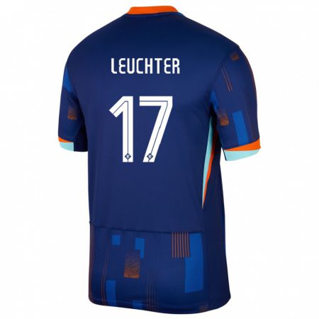 Kandiny Kinder Niederlande Romee Leuchter #17 Blau Auswärtstrikot Trikot 24-26 T-Shirt