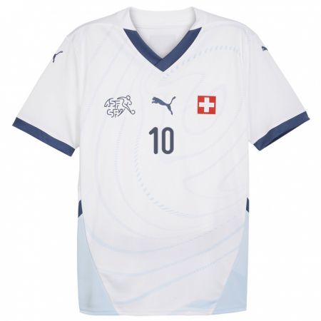 Kandiny Kinder Schweiz Liam Chipperfield #10 Weiß Auswärtstrikot Trikot 24-26 T-Shirt