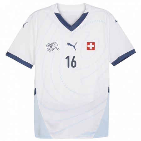 Kandiny Kinder Schweiz Carmine Chiappetta #16 Weiß Auswärtstrikot Trikot 24-26 T-Shirt