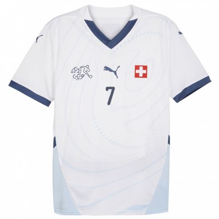 Kandiny Kinder Schweiz Ronaldo Dantas Fernandes #7 Weiß Auswärtstrikot Trikot 24-26 T-Shirt