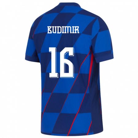 Kandiny Kinder Kroatien Ante Budimir #16 Blau Auswärtstrikot Trikot 24-26 T-Shirt