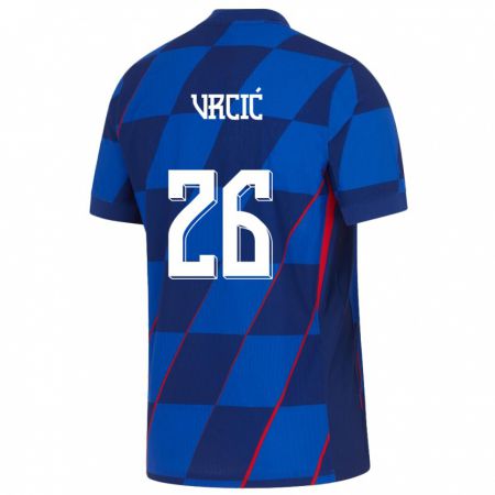 Kandiny Kinder Kroatien Jere Vrcic #26 Blau Auswärtstrikot Trikot 24-26 T-Shirt