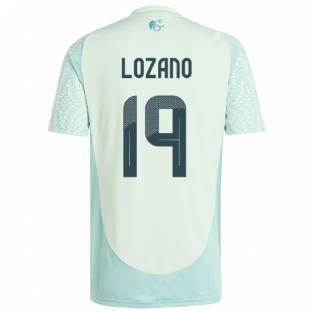 Kandiny Kinder Mexiko Esteban Lozano #19 Leinengrün Auswärtstrikot Trikot 24-26 T-Shirt