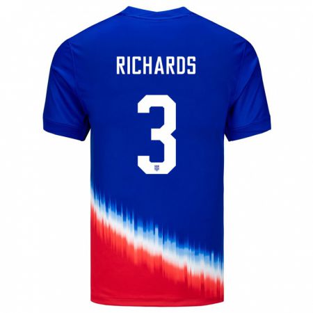 Kandiny Kinder Vereinigte Staaten Chris Richards #3 Blau Auswärtstrikot Trikot 24-26 T-Shirt