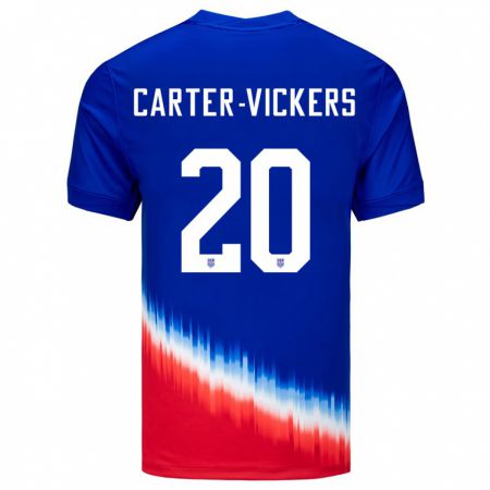 Kandiny Kinder Vereinigte Staaten Cameron Carter-Vickers #2 Blau Auswärtstrikot Trikot 24-26 T-Shirt