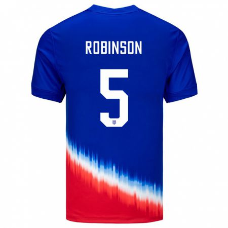 Kandiny Kinder Vereinigte Staaten Antonee Robinson #5 Blau Auswärtstrikot Trikot 24-26 T-Shirt