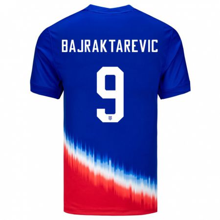 Kandiny Kinder Vereinigte Staaten Esmir Bajraktarevic #9 Blau Auswärtstrikot Trikot 24-26 T-Shirt