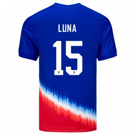 Kandiny Kinder Vereinigte Staaten Diego Luna #15 Blau Auswärtstrikot Trikot 24-26 T-Shirt