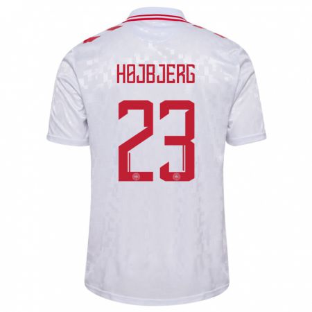 Kandiny Kinder Dänemark Pierre-Emile Højbjerg #23 Weiß Auswärtstrikot Trikot 24-26 T-Shirt