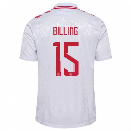 Kandiny Kinder Dänemark Philip Billing #15 Weiß Auswärtstrikot Trikot 24-26 T-Shirt