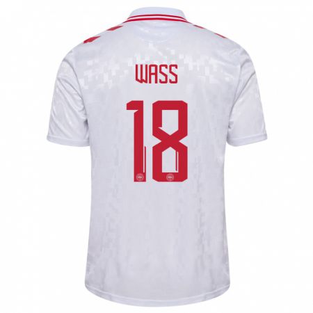 Kandiny Kinder Dänemark Daniel Wass #18 Weiß Auswärtstrikot Trikot 24-26 T-Shirt