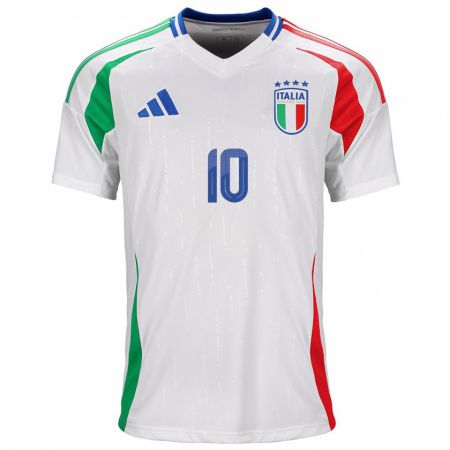 Kandiny Kinder Italien Simone Pafundi #10 Weiß Auswärtstrikot Trikot 24-26 T-Shirt