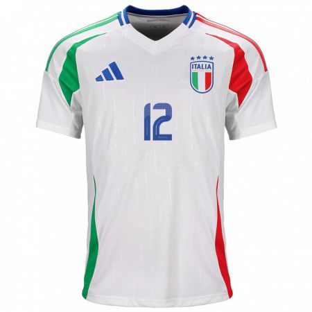 Kandiny Kinder Italien Guglielmo Vicario #12 Weiß Auswärtstrikot Trikot 24-26 T-Shirt