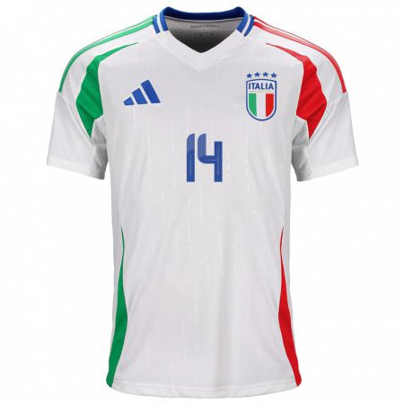 Kandiny Kinder Italien Federico Chiesa #14 Weiß Auswärtstrikot Trikot 24-26 T-Shirt