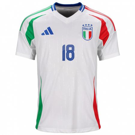 Kandiny Kinder Italien Nicolò Barella #18 Weiß Auswärtstrikot Trikot 24-26 T-Shirt