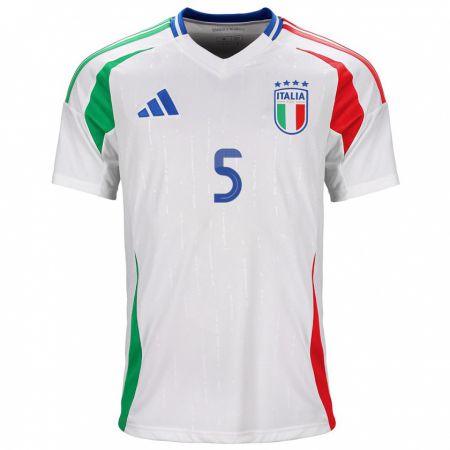 Kandiny Kinder Italien Riccardo Calafiori #5 Weiß Auswärtstrikot Trikot 24-26 T-Shirt