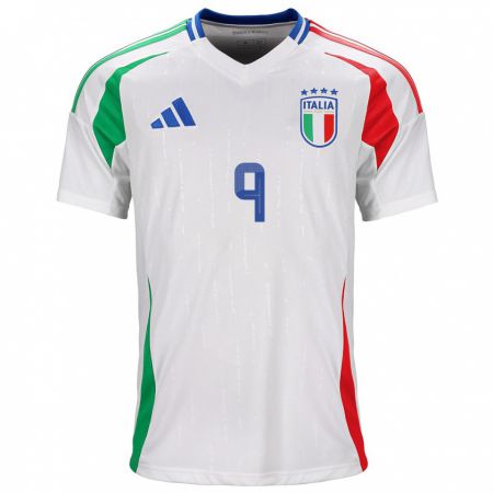 Kandiny Kinder Italien Francesco Camarda #9 Weiß Auswärtstrikot Trikot 24-26 T-Shirt