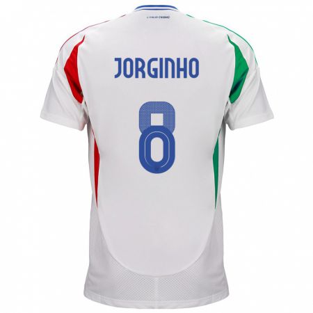 Kandiny Kinder Italien Jorginho #8 Weiß Auswärtstrikot Trikot 24-26 T-Shirt