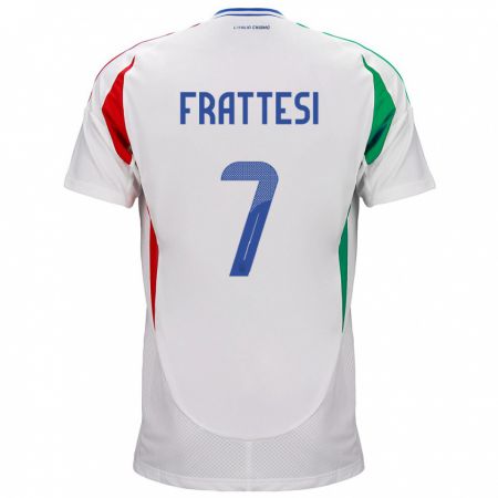 Kandiny Kinder Italien Davide Frattesi #7 Weiß Auswärtstrikot Trikot 24-26 T-Shirt