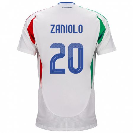 Kandiny Kinder Italien Nicolò Zaniolo #20 Weiß Auswärtstrikot Trikot 24-26 T-Shirt