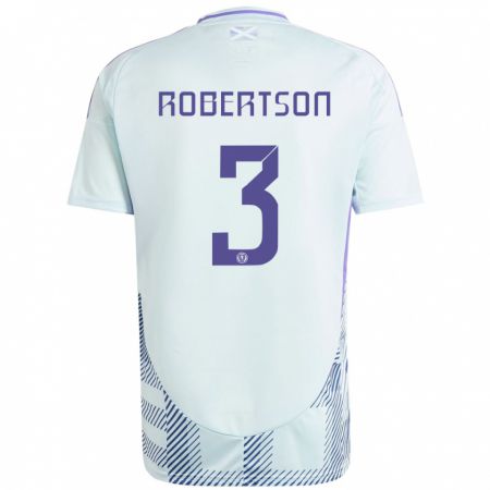 Kandiny Kinder Schottland Andrew Robertson #3 Helles Mintblau Auswärtstrikot Trikot 24-26 T-Shirt