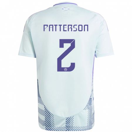Kandiny Kinder Schottland Nathan Patterson #2 Helles Mintblau Auswärtstrikot Trikot 24-26 T-Shirt