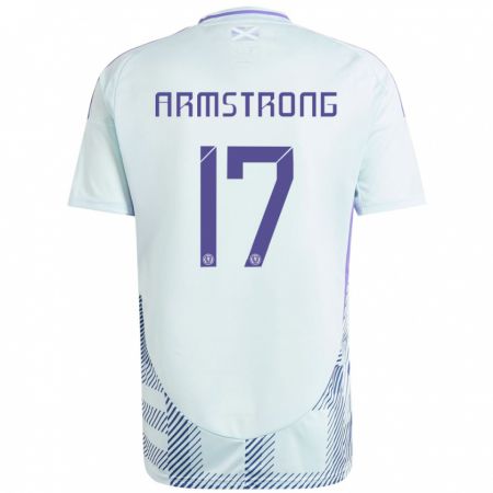 Kandiny Kinder Schottland Stuart Armstrong #17 Helles Mintblau Auswärtstrikot Trikot 24-26 T-Shirt