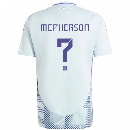 Kandiny Kinder Schottland Ben Mcpherson #0 Helles Mintblau Auswärtstrikot Trikot 24-26 T-Shirt