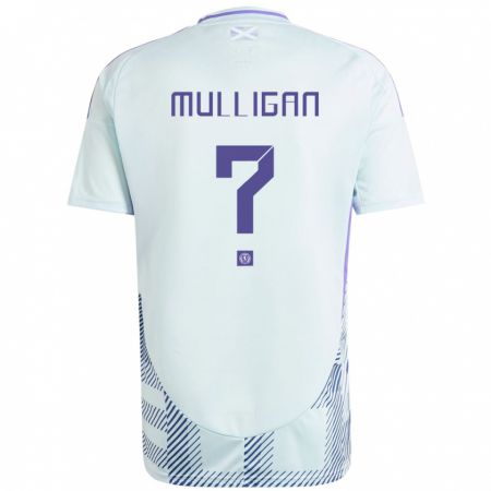 Kandiny Kinder Schottland Josh Mulligan #0 Helles Mintblau Auswärtstrikot Trikot 24-26 T-Shirt
