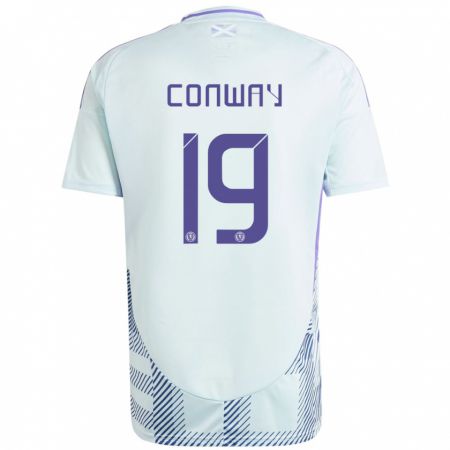 Kandiny Kinder Schottland Tommy Conway #19 Helles Mintblau Auswärtstrikot Trikot 24-26 T-Shirt