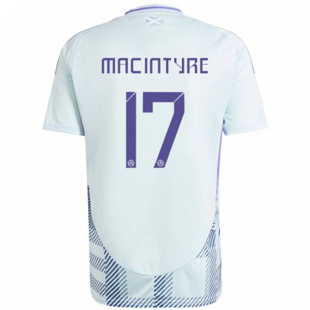 Kandiny Kinder Schottland Jacob Macintyre #17 Helles Mintblau Auswärtstrikot Trikot 24-26 T-Shirt