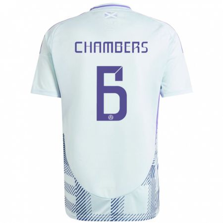 Kandiny Kinder Schottland Sam Chambers #6 Helles Mintblau Auswärtstrikot Trikot 24-26 T-Shirt