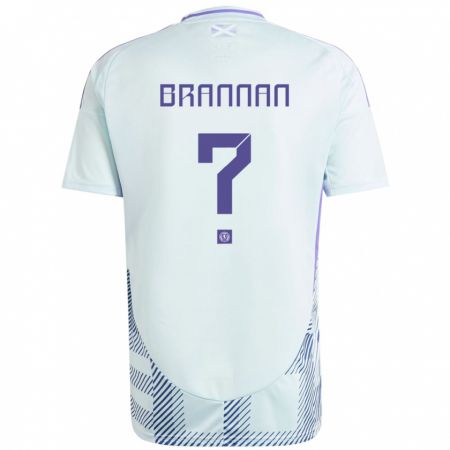 Kandiny Kinder Schottland Ben Brannan #0 Helles Mintblau Auswärtstrikot Trikot 24-26 T-Shirt
