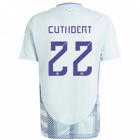 Kandiny Kinder Schottland Erin Cuthbert #22 Helles Mintblau Auswärtstrikot Trikot 24-26 T-Shirt