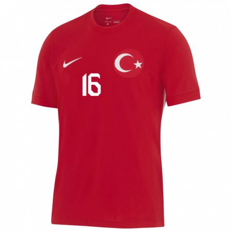 Kandiny Kinder Türkei Ece Türkoğlu #16 Rot Auswärtstrikot Trikot 24-26 T-Shirt